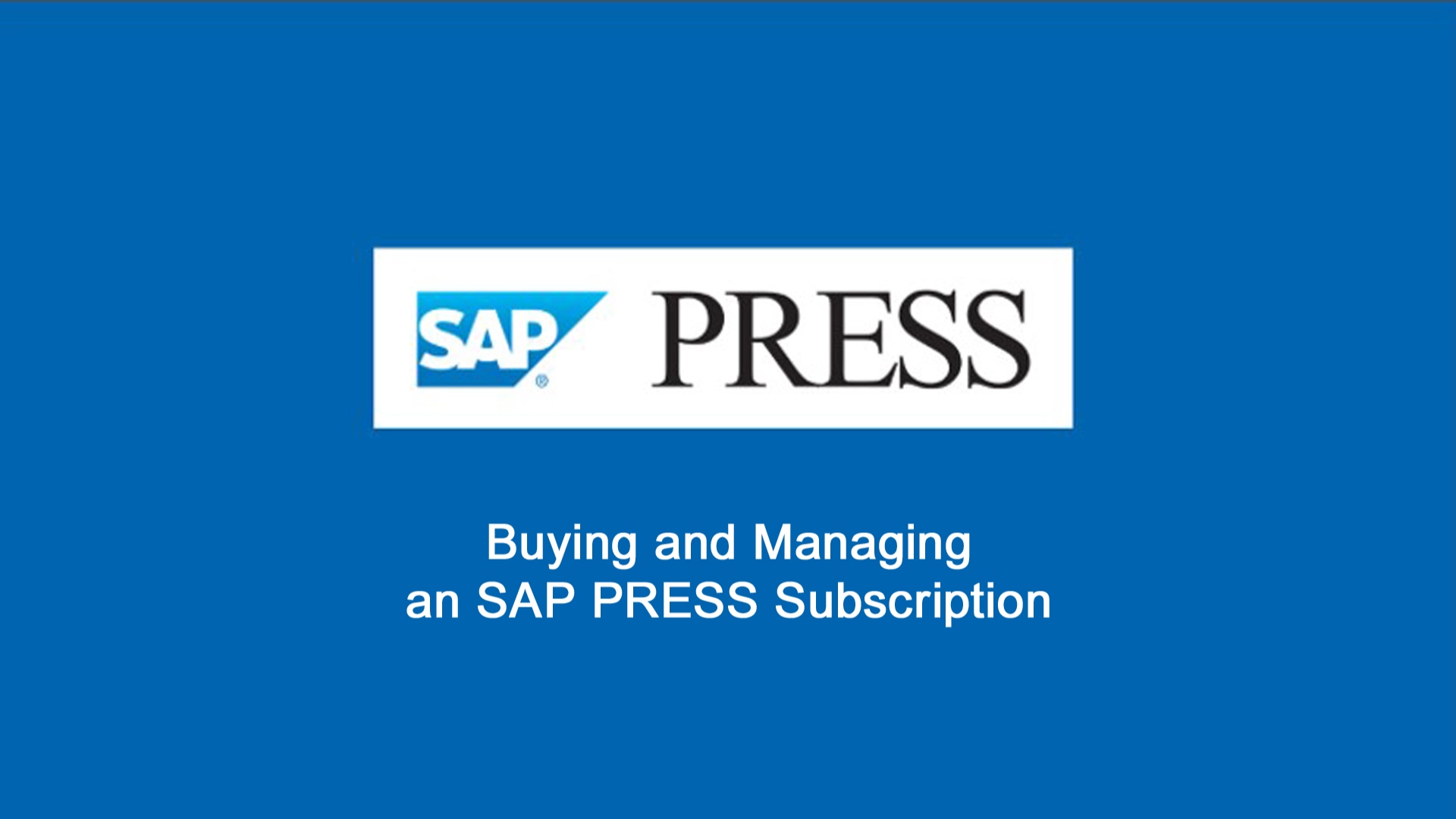 Buying and Managing an SAP PRESS Subscription 2022